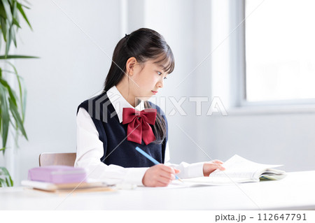勉強する女子中学生 勉強する女子中学生 112647791