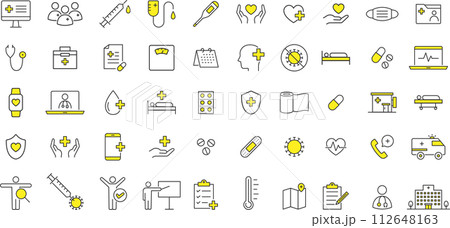 おしゃれな医療に関する線画アイコンセット 112648163