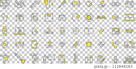 おしゃれな医療に関する線画アイコンセット 112648163