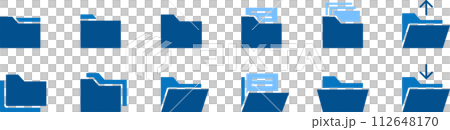 Two-color blue folder silhouette icon set 112648170