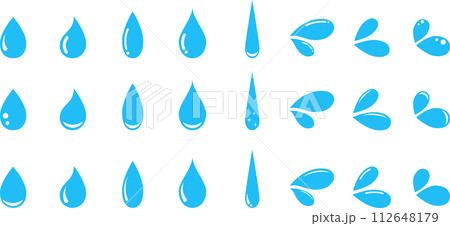 青い様々な水の形のセット 青い様々な水の形のセット 112648179