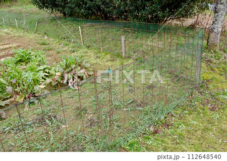 害獣よけの柵のある畑 害獣よけの柵のある畑 112648540