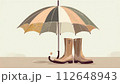 雨の日の傘と長靴 112648943