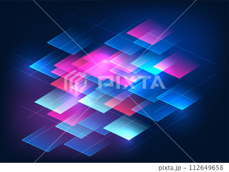 Abstract technology background geometric shape The squares are placed on top of each other. Shows the data technology of storing system data in servers. Abstract technology background geometric shape The squares are placed on top of each other. Shows the data technology of storing system data in servers. 112649658