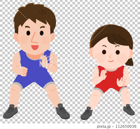 レスリングをする男性と女性　イラスト 112650036