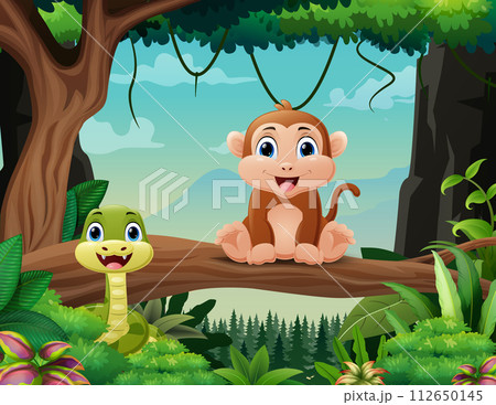 Cartoon wild animals in the jungle 112650145