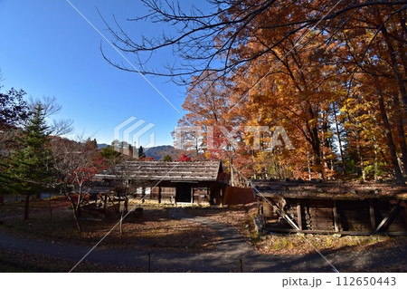 紅葉のピークを運変えた飛騨の里　古民家 112650443