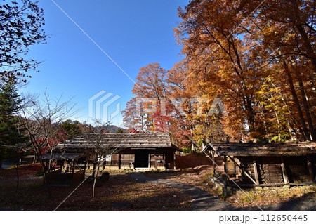 紅葉のピークを運変えた飛騨の里　古民家 112650445