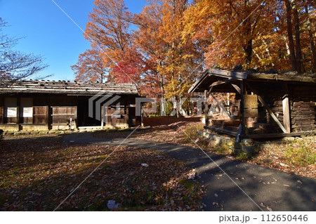 紅葉のピークを運変えた飛騨の里　古民家 112650446