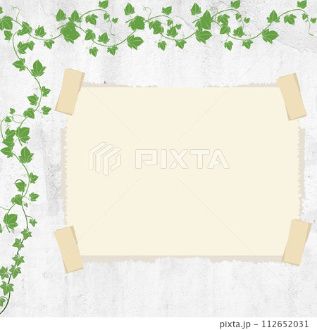 蔦の葉とメッセージボードのイラスト 112652031