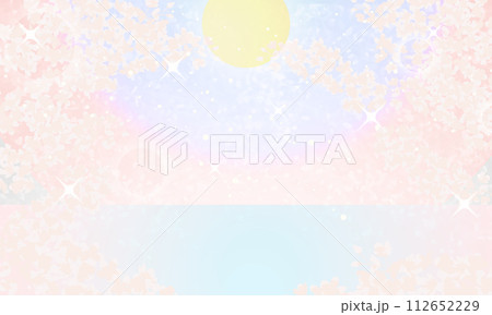 桜と月の背景イラスト 桜と月の背景イラスト 112652229