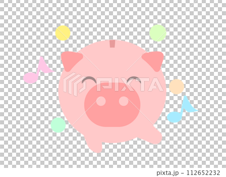 ごきげんなブタの貯金箱のイラスト 112652232