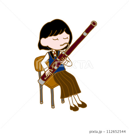 ファゴットを演奏する学生のイラスト 112652544