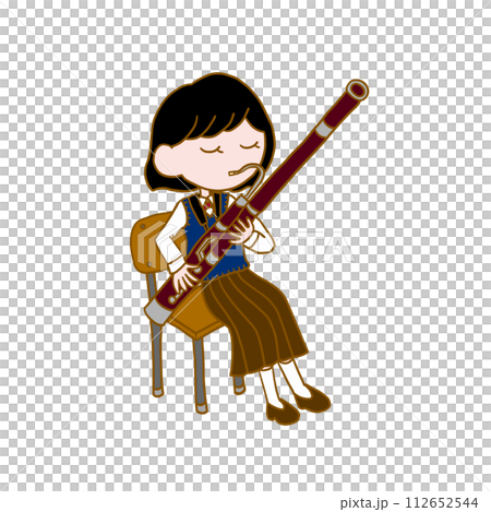 ファゴットを演奏する学生のイラスト 112652544