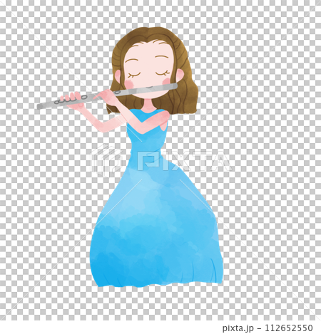 A woman playing a flute 112652550