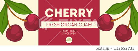 Organic and farm fresh cherry jam product sticker 112652733
