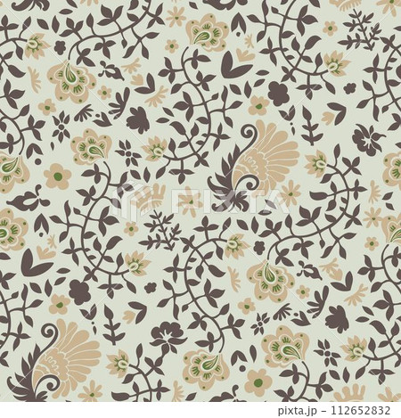 Flowers, twisted branches and stem, paisley print 112652832