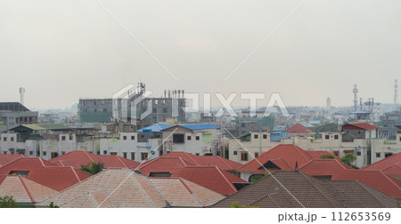 Aerial view of Mandalay Downtown Skyline, Myanmar. Urban city in Asia. Aerial view of Mandalay Downtown Skyline, Myanmar. Urban city in Asia. 112653569