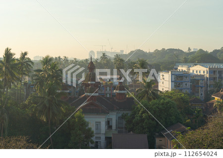 Aerial top view of Yangon urban city town, Myanmar or Burma. Tourist destination. Aerial top view of Yangon urban city town, Myanmar or Burma. Tourist destination. 112654024