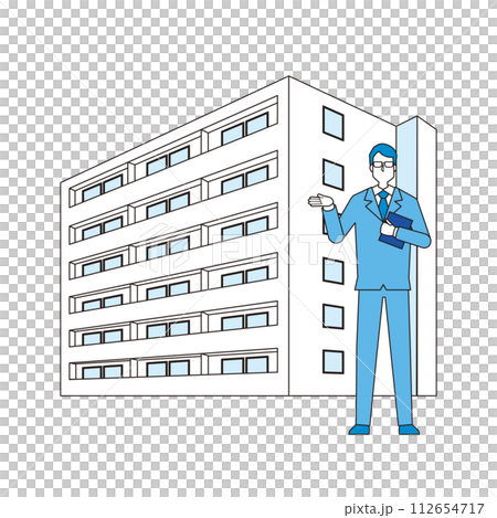 マンションの案内をする不動産業者 マンションの案内をする不動産業者 112654717