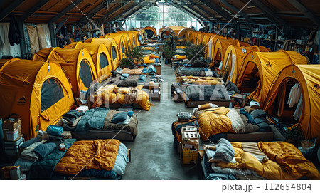 災害時の避難所での暮らし・避難生活・被災地 112654804