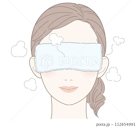 ホットタオル　アイマスク　女性　イラスト 112654991