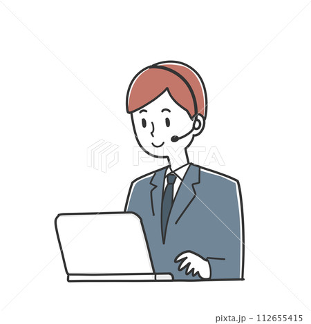 PCを操作するオペレーターの男性 112655415