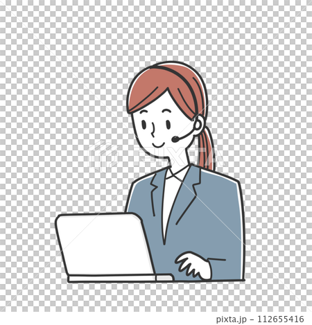 操作電腦的女接線生 操作電腦的女接線生 112655416