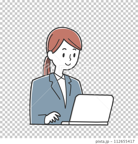 在電腦前工作的女人 112655417