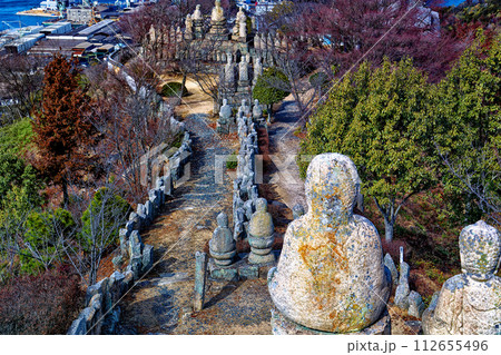 白滝山五百羅漢仏像からの参道風景アップ 白滝山五百羅漢仏像からの参道風景アップ 112655496