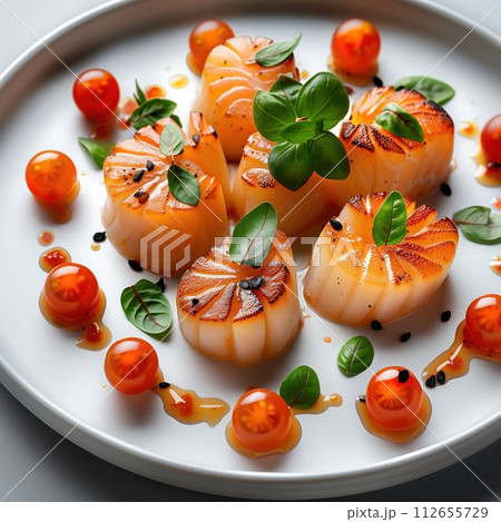 cooked scallops in a plate cooked scallops in a plate 112655729