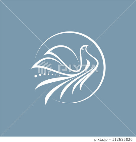 Logo design graphic concept creative premium vector stock abstract sign line art elegant flying bird dove pegeon Related to hand drawn beauty wildlife 112655826