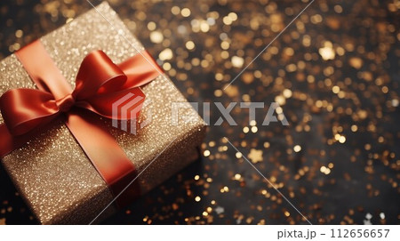 Unwrapping Joy, Gold Festive Present Gift Box...のイラスト素材 [112656657] - PIXTA