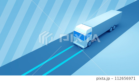 道路を走る大型トラックのイラスト 112656971