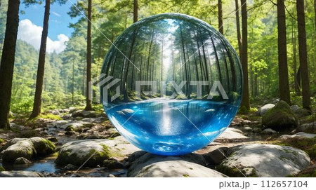 森にあるガラス玉/Glass ball in the forest 112657104