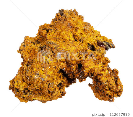 specimen of natural raw wulfenite rock cutout specimen of natural raw wulfenite rock cutout 112657959