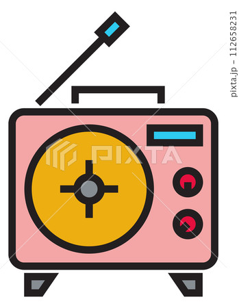 Retro radio receiver audio device color icon 112658231