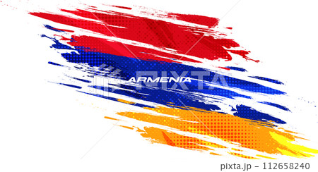 Armenia Flag with Brush Stroke Style Isolated on White Background. Flag of Armenia Armenia Flag with Brush Stroke Style Isolated on White Background. Flag of Armenia 112658240