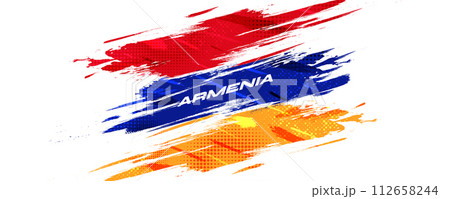 Armenia Flag with Brush Stroke Style Isolated on White Background. Flag of Armenia 112658244