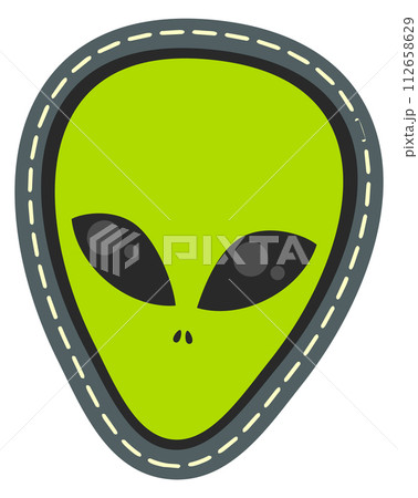 Alien head patch. Colorful monster face sticker 112658629