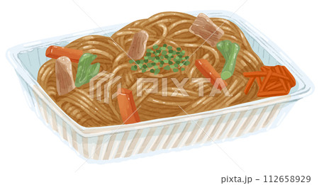 フードパックに入った焼きそばのイラスト 112658929