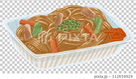 フードパックに入った焼きそばのイラスト 112658929