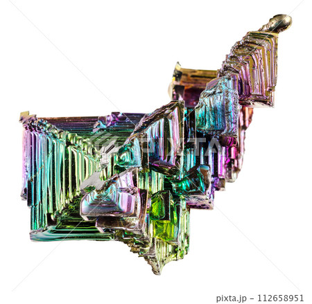 artificial grown bismuth mineral cutout 112658951