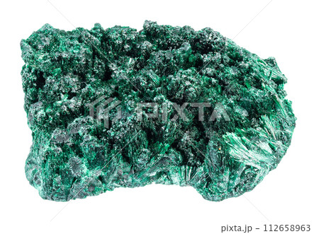 natural raw needle-shaped malachite mineral cutout 112658963