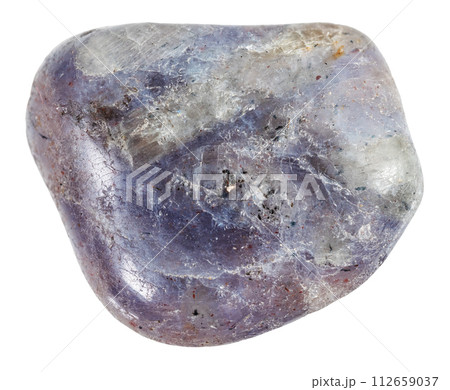 specimen of natural tumbled iolite gemstone cutout 112659037