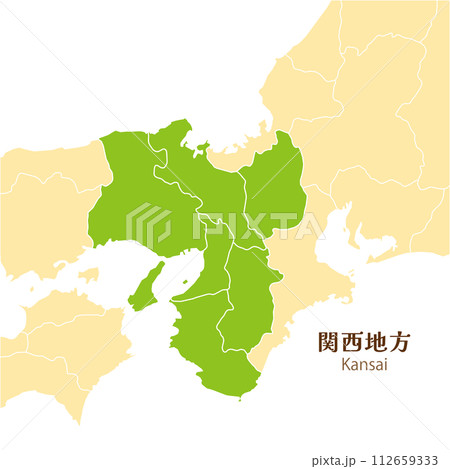 関西地方、関西地方の各県と周辺図 関西地方、関西地方の各県と周辺図 112659333