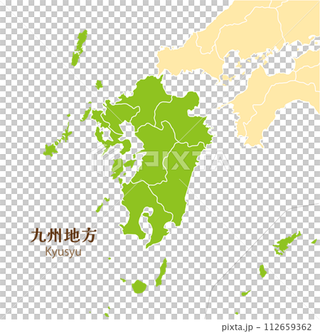 九州地區、九州地區各縣及週邊地圖 九州地區、九州地區各縣及週邊地圖 112659362