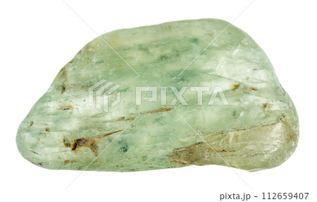 natural tumbled green kyanite mineral cutout 112659407