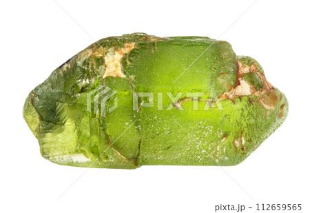 specimen of natural raw peridot crystal cutout specimen of natural raw peridot crystal cutout 112659565