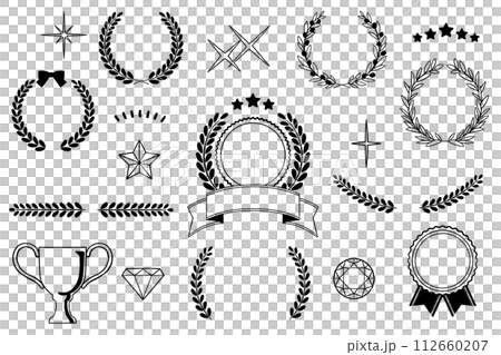 月桂花環、獎牌、獎項、手繪風格圖像分類(僅限線條圖) 月桂花環、獎牌、獎項、手繪風格圖像分類(僅限線條圖) 112660207